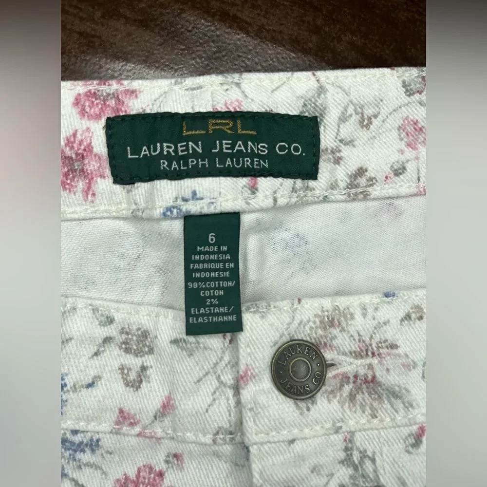 Lauren Jeans Co. Ralph Lauren floral denim shorts sz 6 - Picture 2 of 7